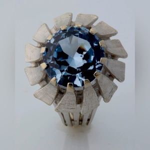 14KT White Gold 5ctw Aquamarine Solitaire Ring